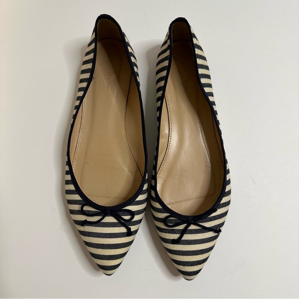 J. Crew Gemma Pointed Toe Flats, Blue Stripe, 8